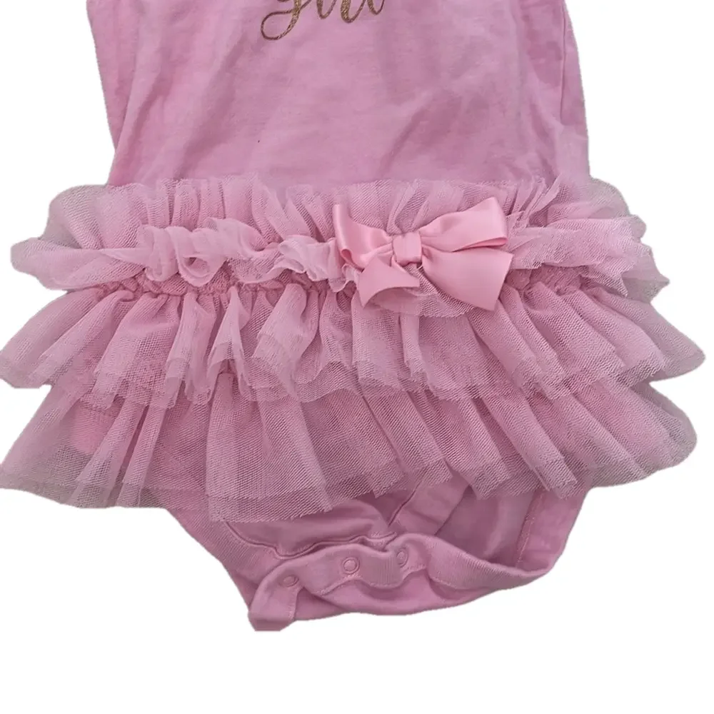 Daddy's Girl Pink Tulle Baby Dress-Style Bodysuit